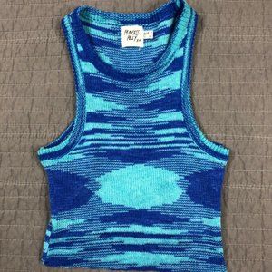 Princess Polly Knit Tank Blue Women 4 Raw Hem Sweater Cropped